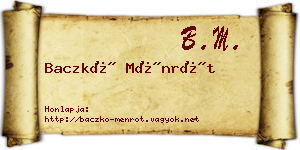 Baczkó Ménrót névjegykártya